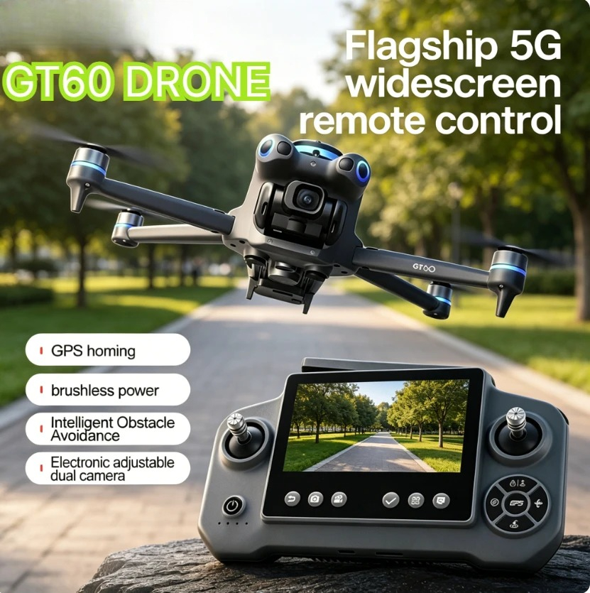 Fpv Brushless Rc Drone 4K - Drone Quadricóptero RC Dobrável GT60 com